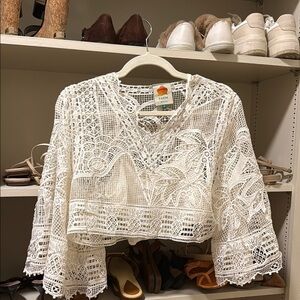 FARM Rio White Lace Crop Top